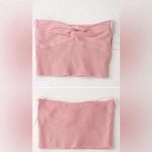 NWT Altar’d State Avalon Pink Ribbed Strapless Top